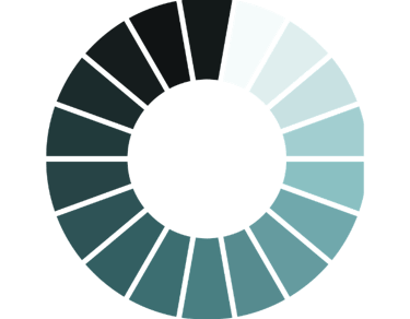 A color wheel in teal gradient icon representing vibrant color production for temporary tattoos