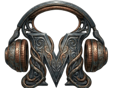 Button that takes you to the bio page. It represents the mANDRAk logo of letter M with headphones