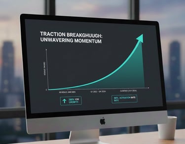 An example of a clean and effective traction slide with a primary growth curve and supporting metric