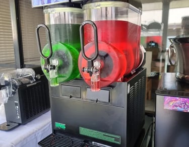 Slushie Machine setting the chilled vibes at a 40th Birthday in Redlandbay, Redlands - party hire by SweetAz Co.