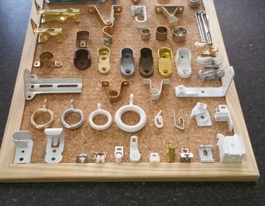 accesorios para barras de cortina y armario, anillas y soportes riel y barra