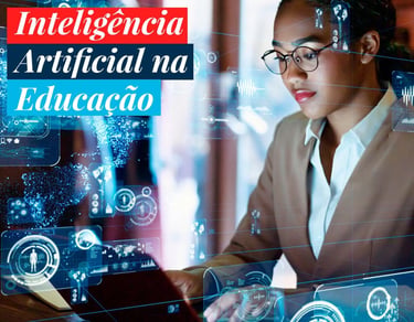 imagem de uma jovem trabalhando com I.A