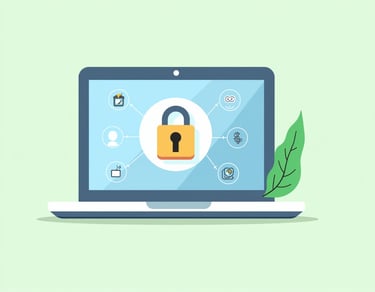 a laptop computer with a lock on it