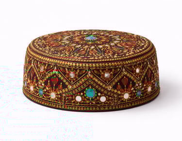 Traditional Sindhi topi with colorful embroidery from Pakistan