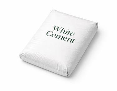 White cement bag for decorative finishes and tile applications
