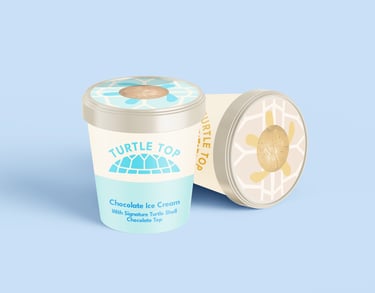 Ice cream tubs for the brand Turtle Top