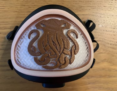 flo-32: Flomask with closed InkFish logo decoration