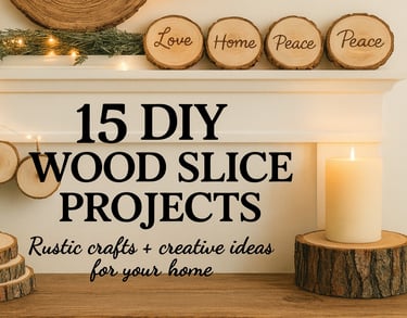 diy wood slice projects with candles and woodburned wood