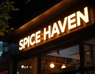 a sign that says spice heaven on the outside of a building