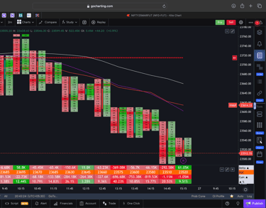 Nifty 50 Future - 30 Minutes Timeframe  order-flow Chart Showing Market Trends  for Today Market 