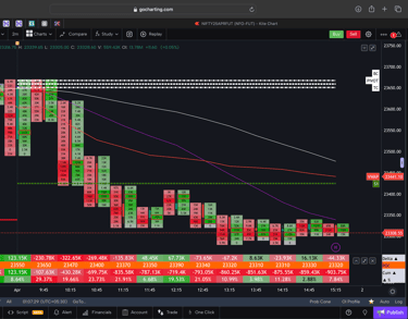 Nifty 50 Future - 30 Minutes Timeframe  order-flow Chart Showing Market Trends  for Today Market 