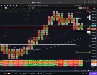 Nifty 50 Future - daily Timeframe  order-flow Chart Showing Market Trends  for Today Market 
