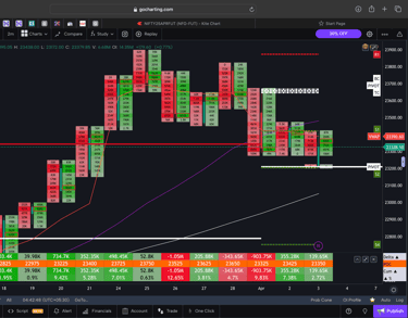 Nifty 50 Future - daily Timeframe  order-flow Chart Showing Market Trends  for Today Market 