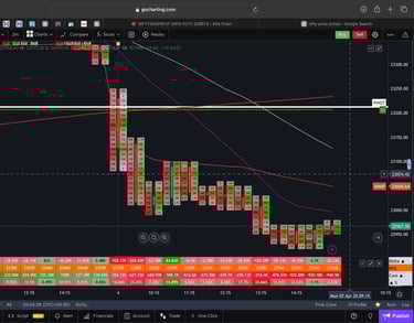 Nifty 50 Future - 30 Minutes Timeframe  order-flow Chart Showing Market Trends  for Today Market 