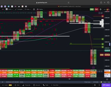 Nifty 50 Future - daily Timeframe  order-flow Chart Showing Market Trends  for Today Market 