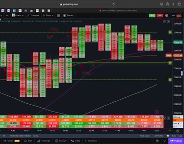 Nifty 50 Future - 30 Minutes Timeframe  order-flow Chart Showing Market Trends  for Today Market 