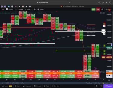 Nifty 50 Future - daily Timeframe  order-flow Chart Showing Market Trends  for Today Market 