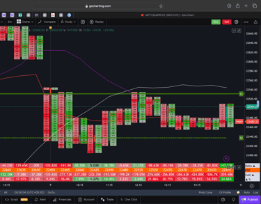 Nifty 50 Future - 30 Minutes Timeframe order-flow Chart Showing Market Trends for Today Market
