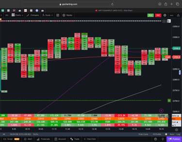 Nifty 50 Future - 30 Minutes Timeframe order-flow Chart Showing Market Trends for Today Market