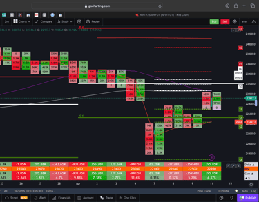 Nifty 50 Future - daily Timeframe  order-flow Chart Showing Market Trends  for Today Market 