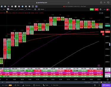 Nifty 50 Future - 30 Minutes Timeframe order-flow Chart Showing Market Trends for Today Market