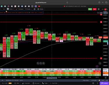 Nifty 50 Future - 30 Minutes Timeframe order-flow Chart Showing Market Trends for Today Market