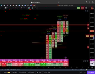 Nifty 50 Future - daily Timeframe  order-flow Chart Showing Market Trends  for Today Market 