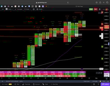 Nifty 50 Future - daily Timeframe  order-flow Chart Showing Market Trends  for Today Market 