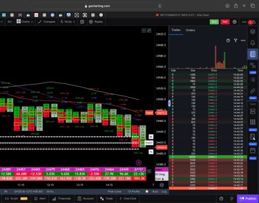 Nifty 50 Future - 30 Minutes Timeframe  order-flow Chart Showing Market Trends  for Today Market 