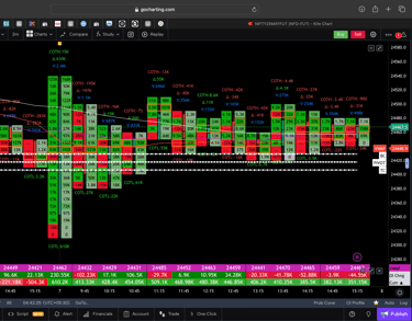 Nifty 50 Future - 30 Minutes Timeframe  order-flow Chart Showing Market Trends  for Today Market 