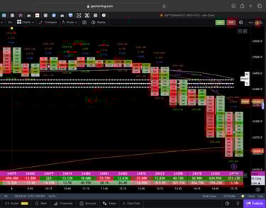Nifty 50 Future - 30 Minutes Timeframe  order-flow Chart Showing Market Trends  for Today Market 