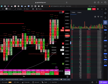 Nifty 50 Future - daily Timeframe  order-flow Chart Showing Market Trends  for Today Market 