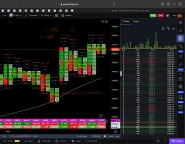 Nifty 50 Future - daily Timeframe  order-flow Chart Showing Market Trends  for Today Market 