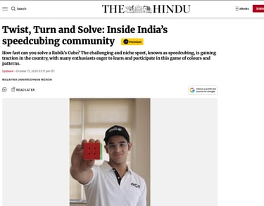 Medhansh Seth on the front page of the Hindu