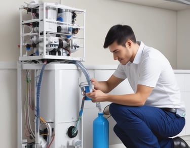 Professional team handling water purifier installation in Greater Noida with precision