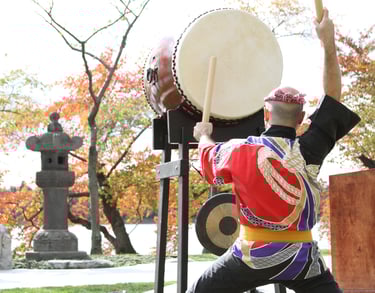 Mark H Rooney performs - dedication of Japanese stone lantern at Tidal Basin - credit: Ramon Talusan