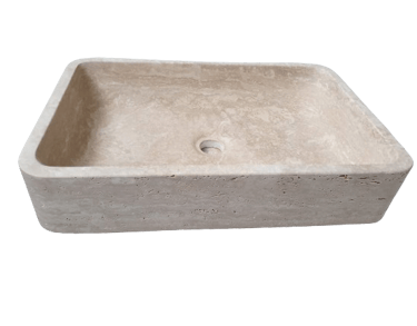 Umywalka z kamienia naturalnego trawertynu jasnego kremowego włoskiego
