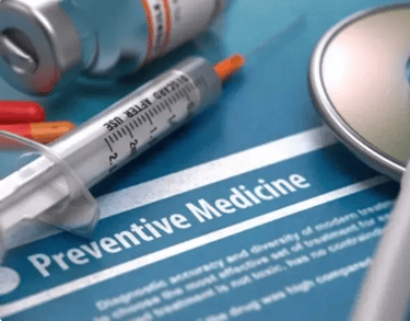 image of peptide syringe, text 'preventative medicine'