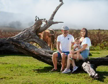 Happy Family in Fanal Forest, Madeira nature