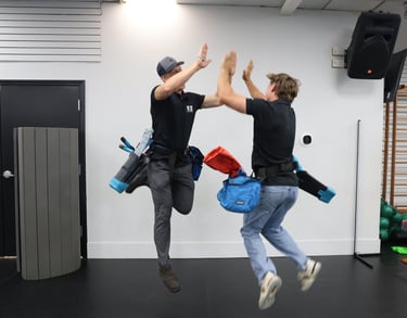 two window cleaners excited about their great work