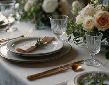 Table de mariage petit comité avec décoration raffinée