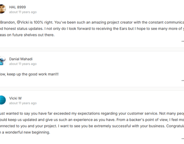 Positive Kickstarter feedback and updates