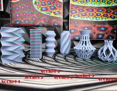 a group of vases with vases and vases