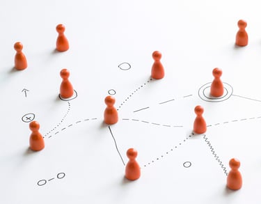 Un exemple de carte systémique réalisée avec des pions