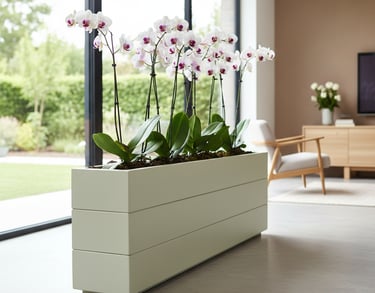 elegant indoor wooden planter painted in grey blue with patio tree made from wood