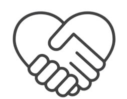 a handshake with a heart shaped handshakt