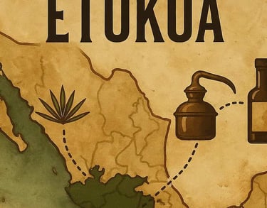 Mapa estilizado de México mostrando la ruta de trazabilidad desde Oaxaca hasta el destino final