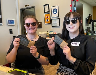 Edge Optics team members modeling fashion eyewear