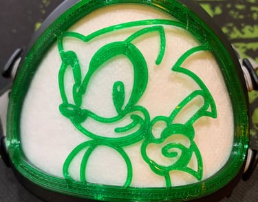 flo-63: Flomask with Sonic Hedgehog decoration