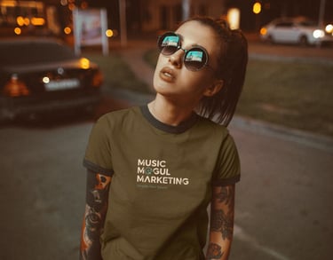 Model wearing branded clothes